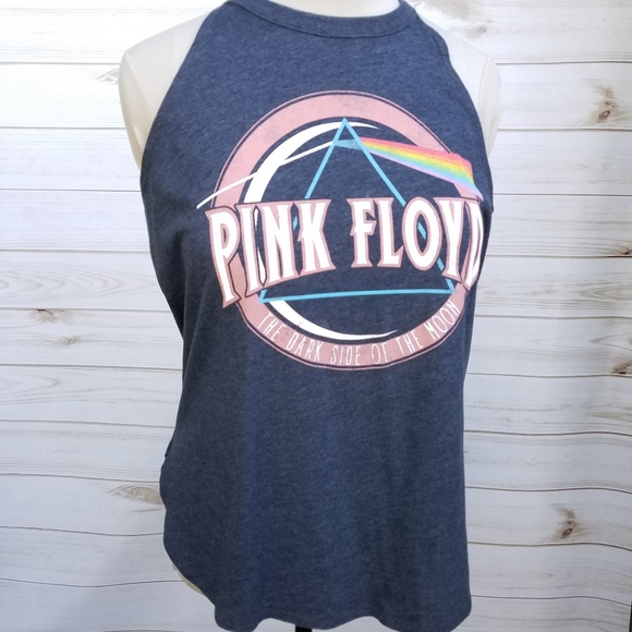 Recycled Karma Tops - Pink Floyd tee halter charcoal junior XL